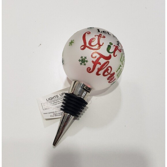 NEW Light Up Christmas Wine Stopper, "Let it Flow Let it Flow Let it Flow" - Picture 4 of 4